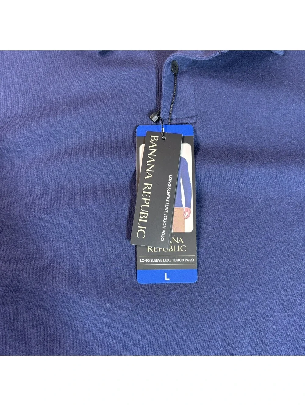 Banana Republic Long Sleeve Blue Luxe Touch Polo - Large- NWT